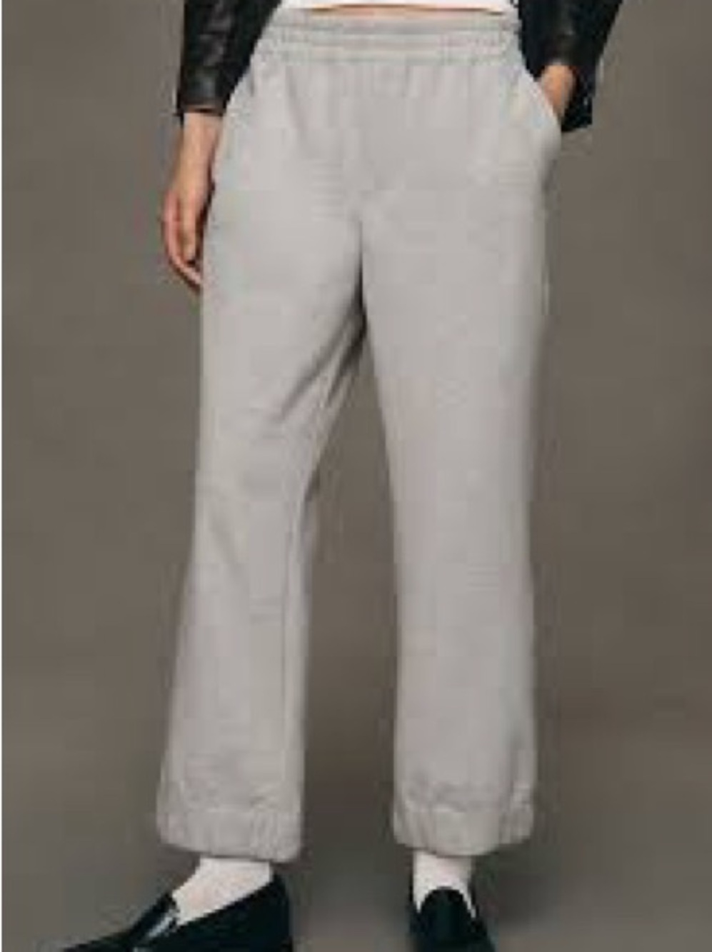 Maeve Light Gray Straight-Leg Sweatpants with Elastic Waist Anthropologie M